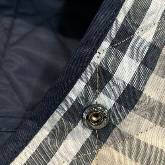 BURBERRY London Navy Blue Quilted Check Lined Jacket - Picture 6 of 13